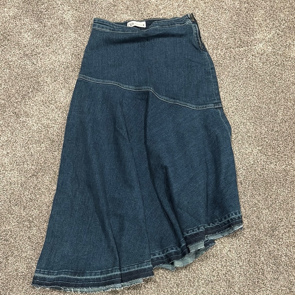 Zara Denim Midi Skirt